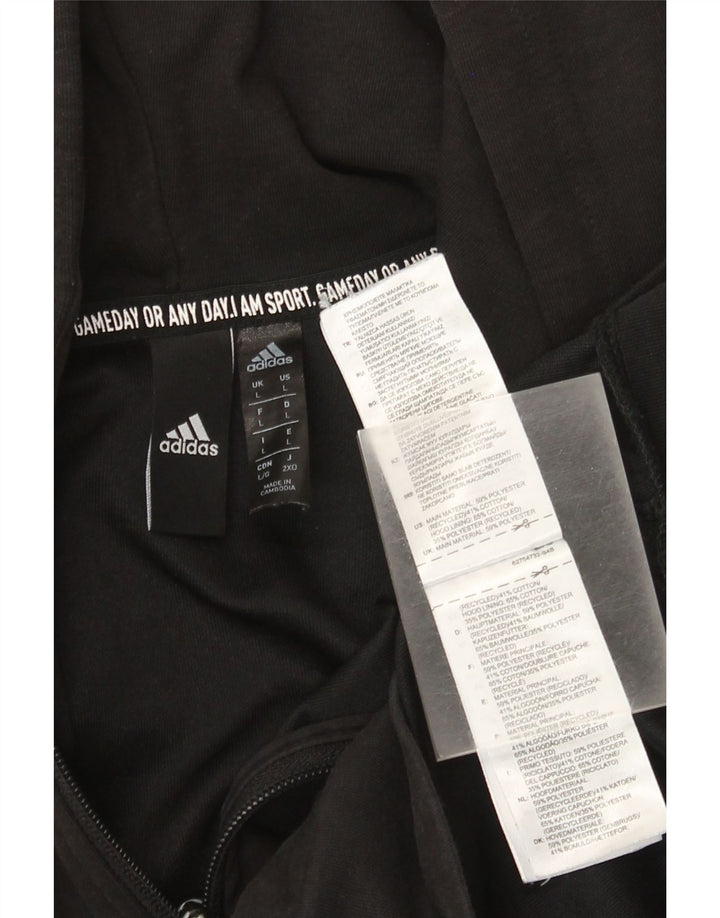 Pulover Adidas pentru bărbați, cu fermoar, poliester mare, negru