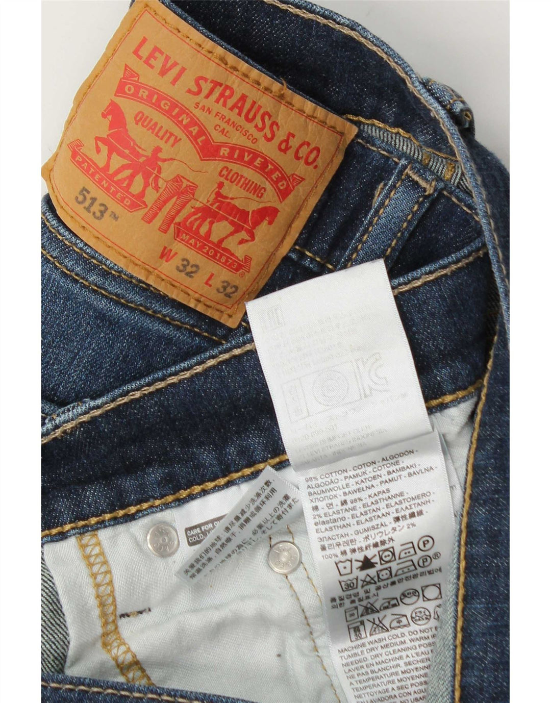 Blugi drepti pentru bărbați Levi's 513 W32 L32 Bumbac albastru