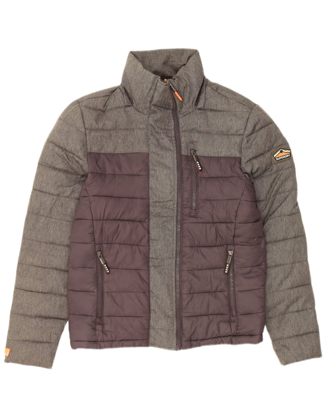 Jachetă căptușită pentru bărbați SUPERDRY UK 36, gri mic, nailon color bloc