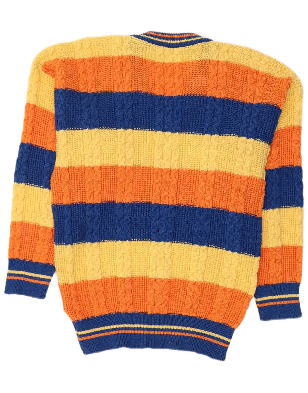 Pulover vintage pentru bărbați cu decolteu în V, în dungi medii, multicolore