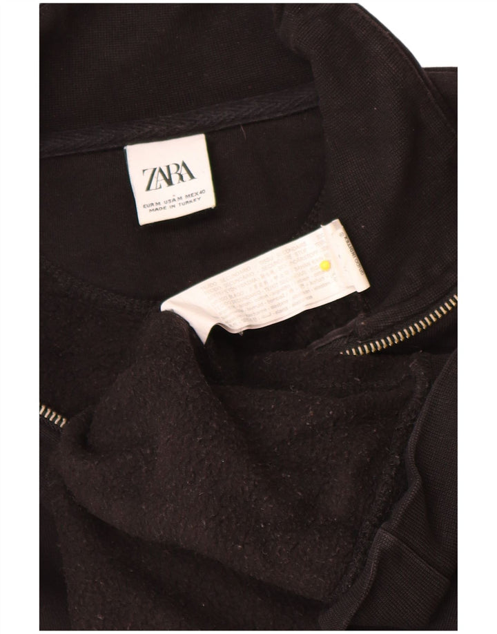 Pulover pentru bărbați Zara, cu fermoar și gât, bumbac mediu negru