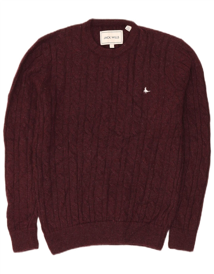 Pulover Jack Wills pentru bărbați cu decolteu rotund din poliamidă maro mică