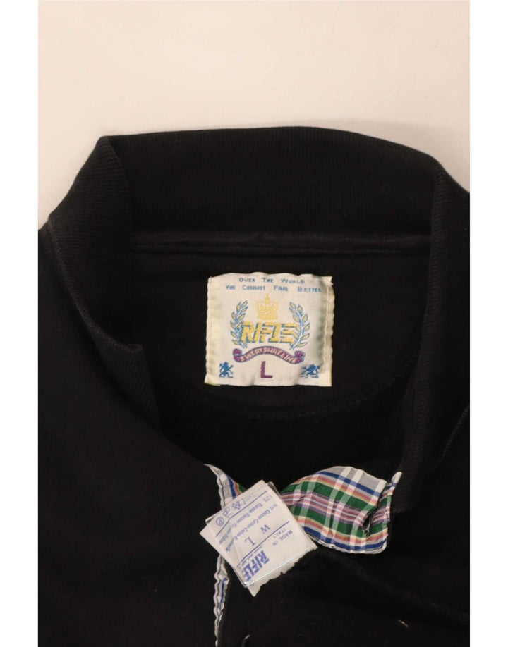 Pulover pentru bărbați cu gât polo Rifle, bumbac mare, negru