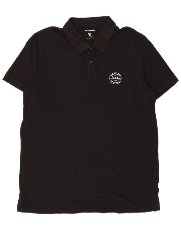 JACK & JONES Mens Polo Shirt XL Black Cotton