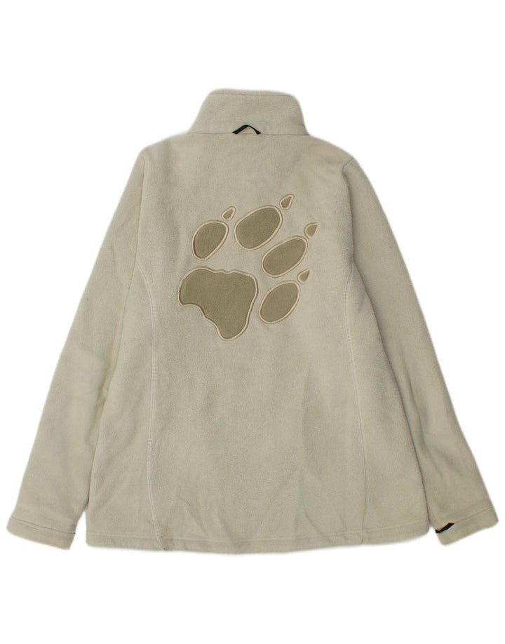 Jack Wolfskin Jachetă din lână cu grafică pentru femei UK 16, mare, poliester alb