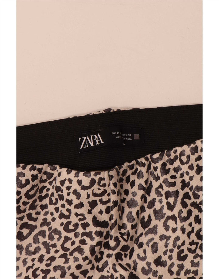 Leggings pentru femei Zara UK 12 Medium Bej Animal Print Poliester
