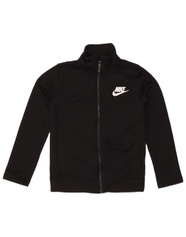 Nike Boys Tracksuit Top Jacket 8-9 Years Small Black Polyester