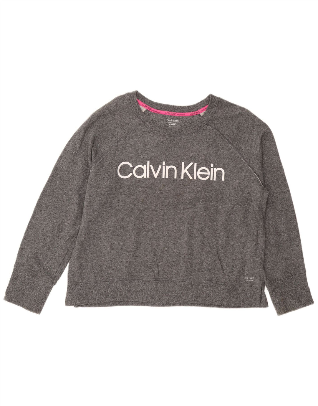 CALVIN KLEIN Pulover cu grafic crop pentru femei UK 18 XL, gri pete