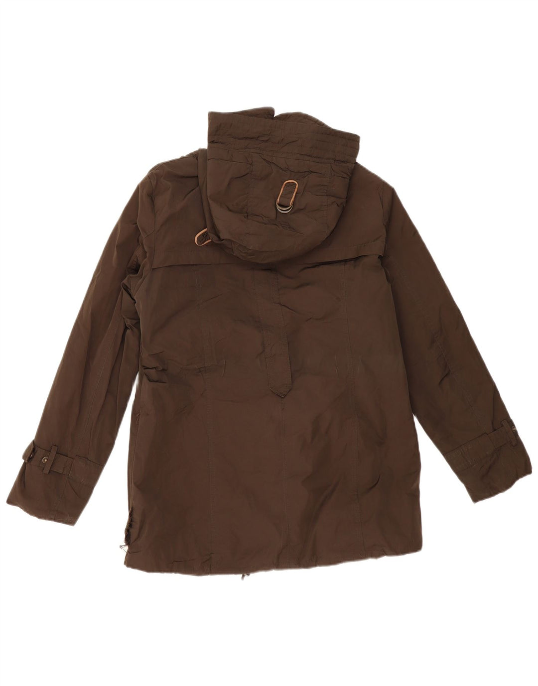 MASSIMO DUTTI Jachetă de vânt cu glugă pentru femei UK 14 Bumbac kaki mediu