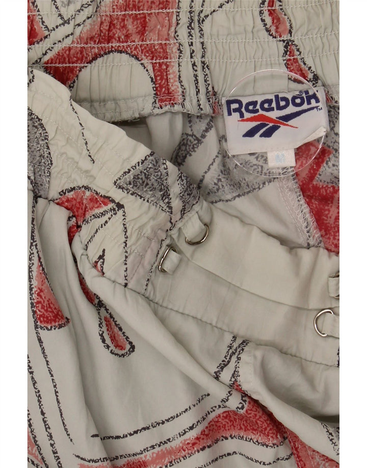 REEBOK Womens Abstract Pattern Casual Shorts  Medium W30  Grey Polyamide Vintage Reebok and Second-Hand Reebok from Messina Hembry 