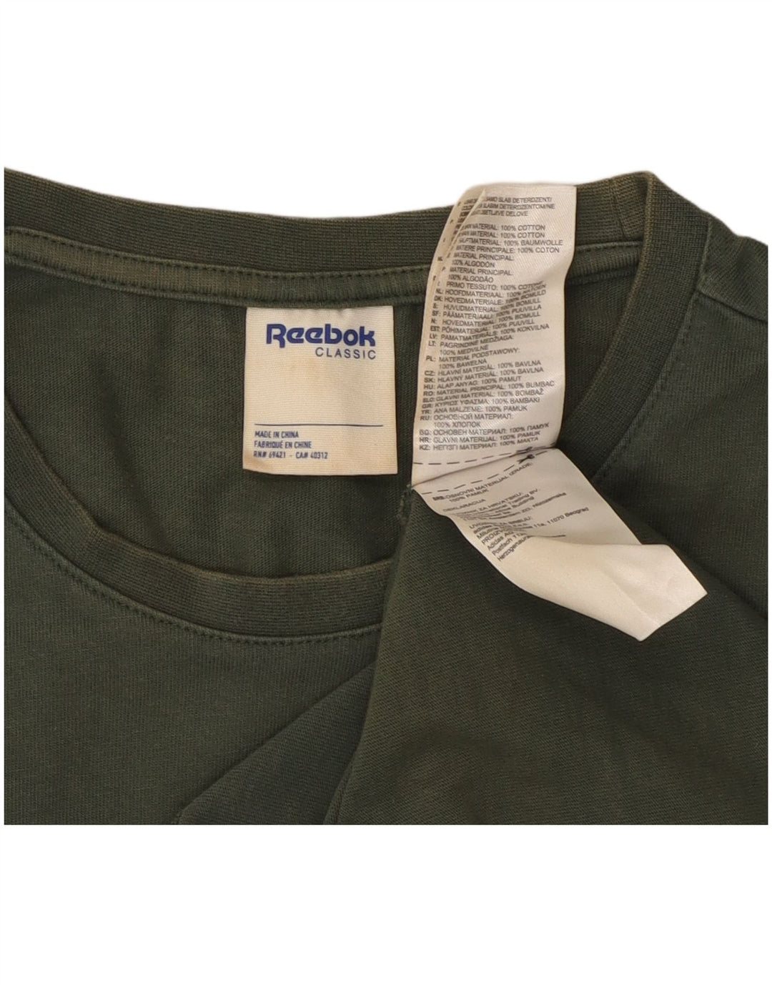 Tricou grafic clasic pentru bărbați REEBOK Top mic din bumbac verde