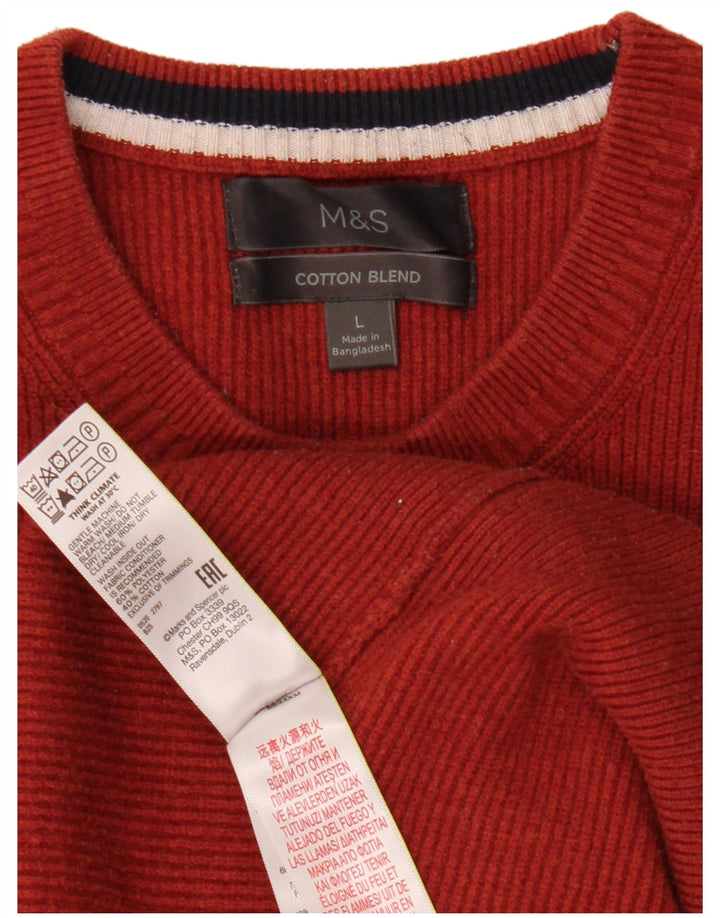 Pulover pentru bărbați Marks & Spencer cu gât roșu, poliester portocaliu mare