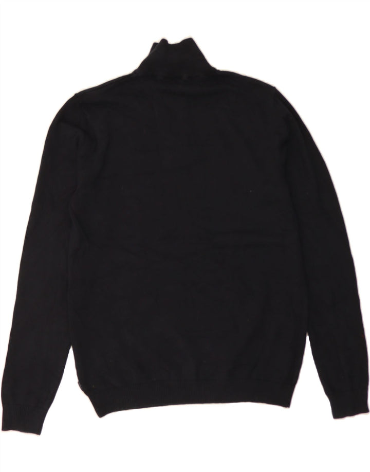 JACK & JONES Mens Zip Neck Jumper Sweater Medium Black Cotton Vintage Jack & Jones and Second-Hand Jack & Jones from Messina Hembry 
