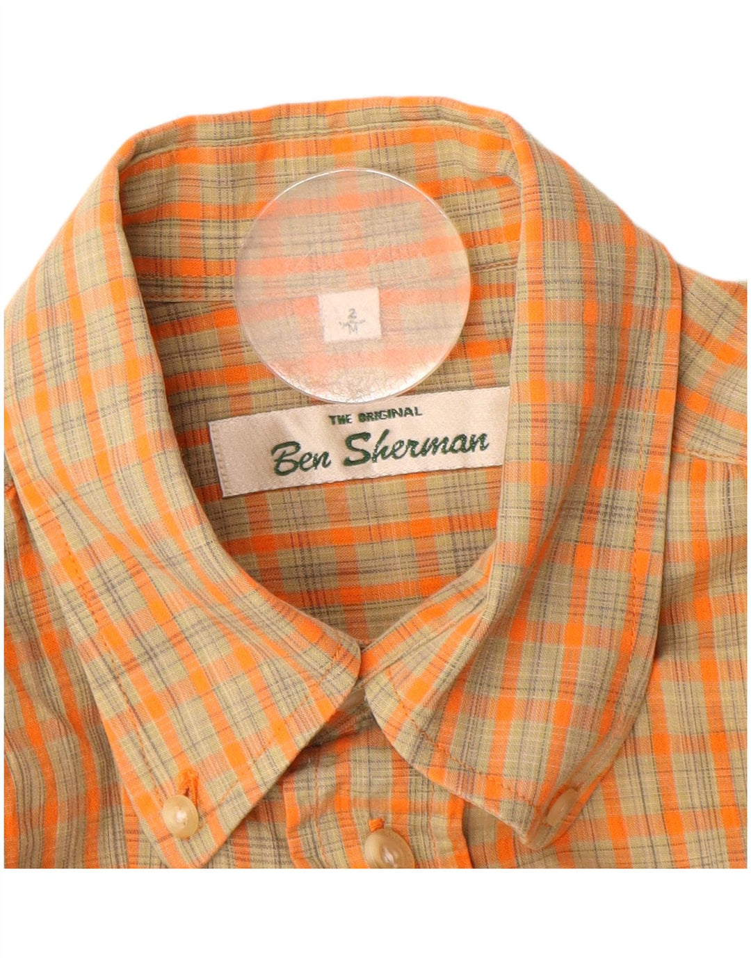 BEN SHERMAN Cămașă cu mânecă scurtă pentru bărbați, portocaliu mediu, carouri