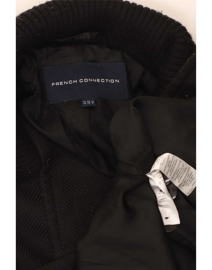French Connection Palton dublu pentru femei UK 10 Poliester negru mic