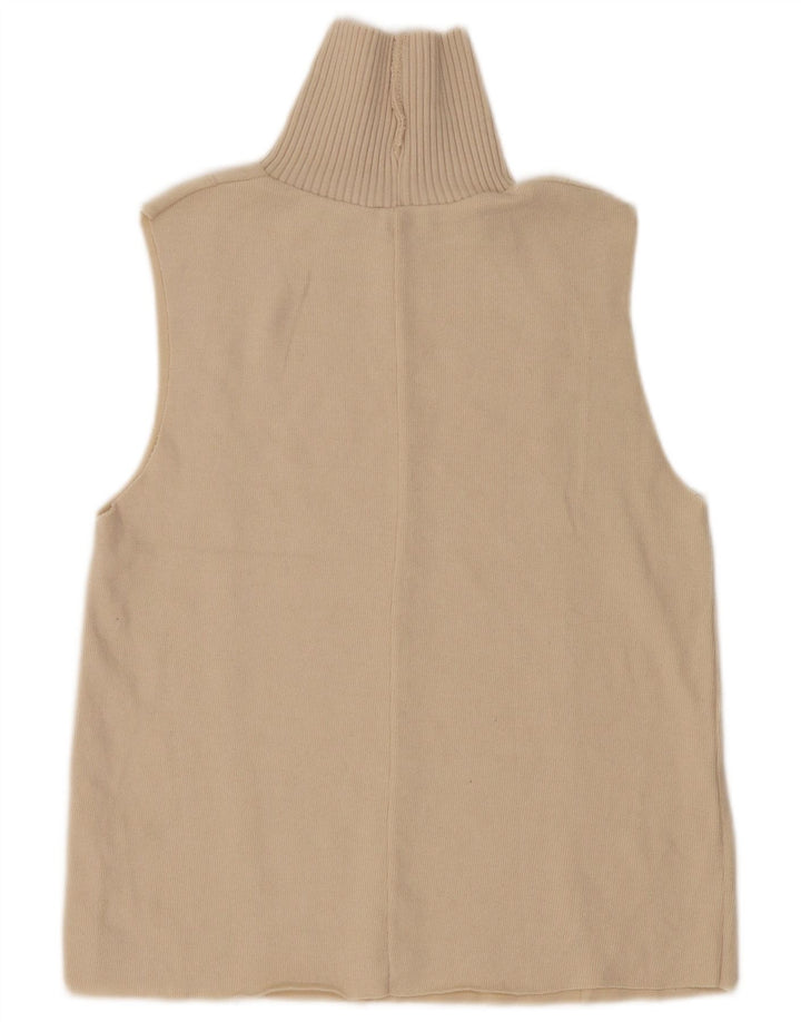 Zara Femei Vest Tank Top UK 14 Medium Bej Poliester