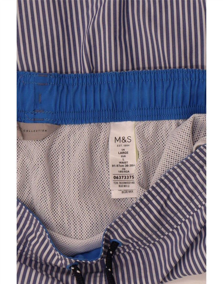 Pantaloni scurți de înot pentru bărbați Marks & Spencer, bumbac cu dungi mari, albastre
