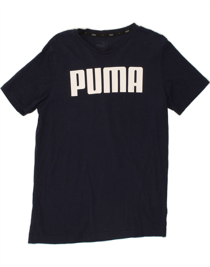 PUMA Mens Graphic T-Shirt Top Medium Navy Blue Cotton Vintage Puma and Second-Hand Puma from Messina Hembry 