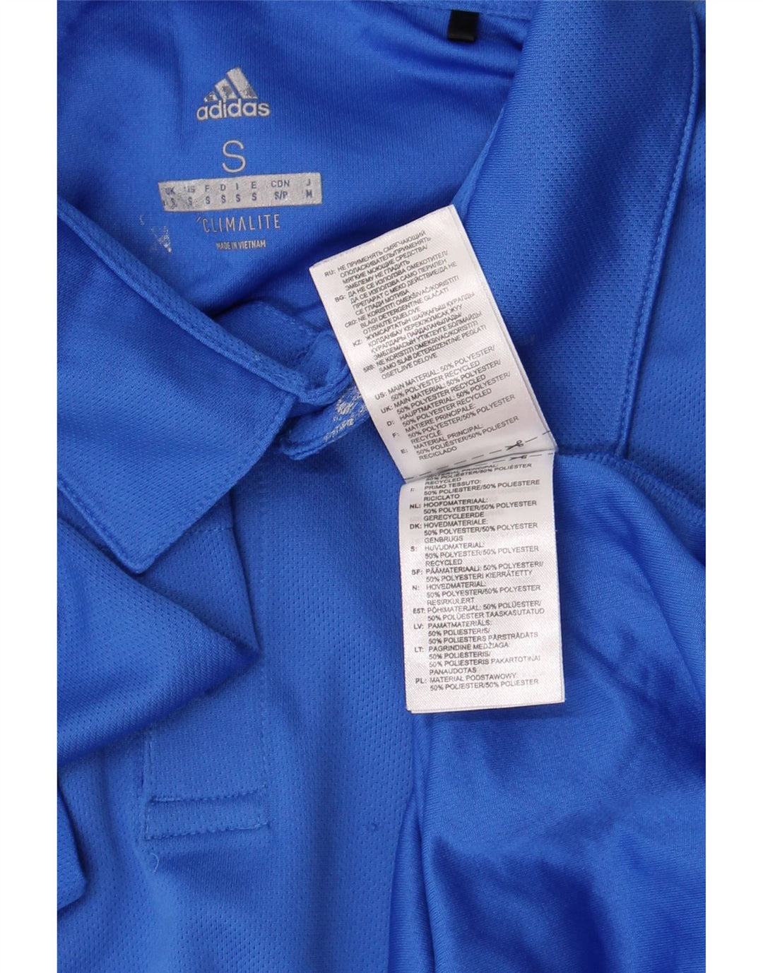 Tricou polo Adidas Climalite pentru bărbați, poliester albastru mic