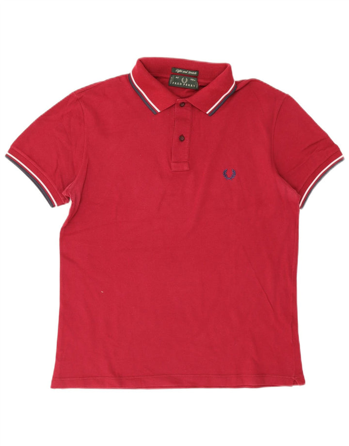 Cămașă polo Fred Perry pentru bărbați, bumbac cu dungi Burgundy mediu