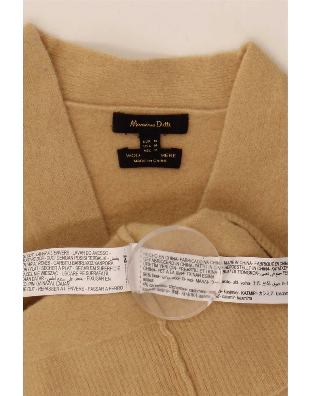 Massimo Dutti Pulover Crop Cardigan pentru Femei UK 12 Medium Beige Lână