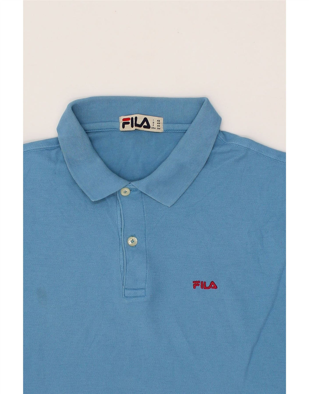 FILA Mens Polo Shirt IT 46 Small Blue Cotton Vintage Fila and Second-Hand Fila from Messina Hembry 
