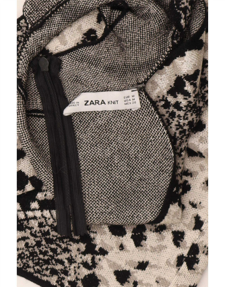 Top Halter pentru femei Zara UK 12 Medium Black Animal Print