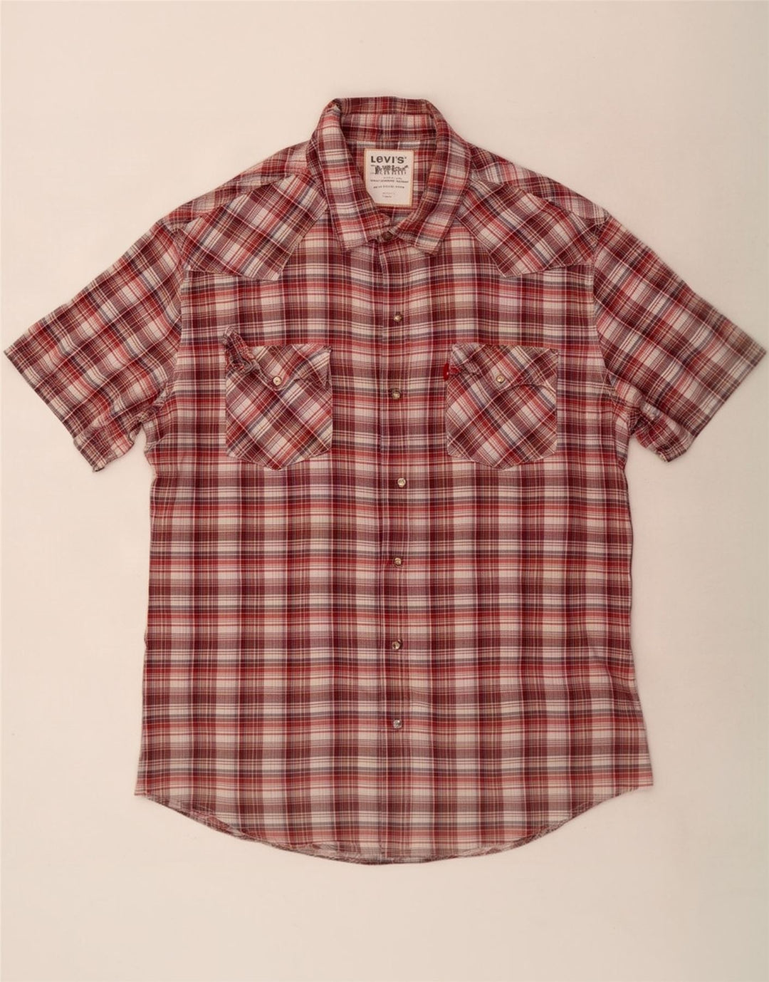 Cămașă cu mânecă scurtă pentru bărbați Levi's XL, bumbac cu carouri maro