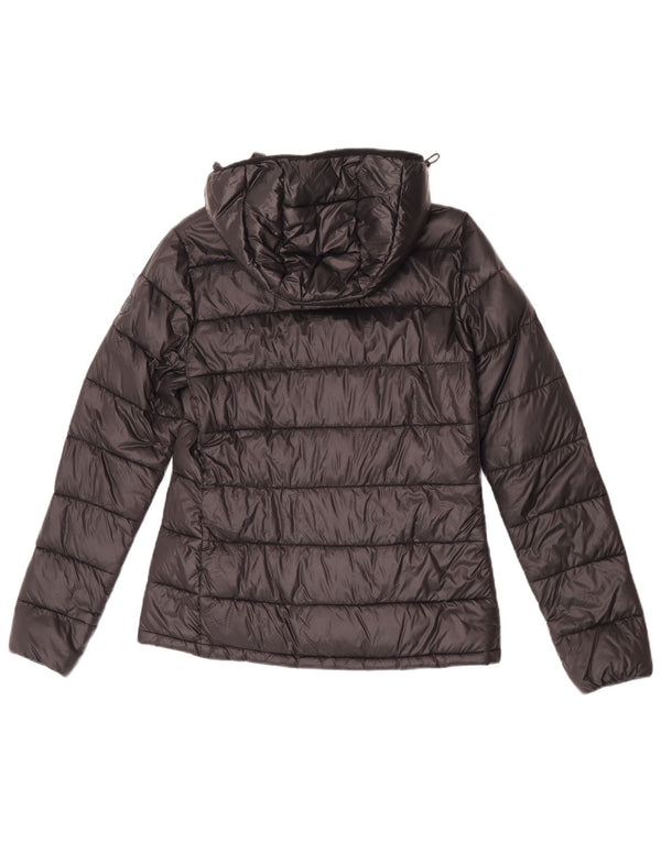 Jachetă căptușită cu glugă pentru femei Best Company UK 12 Medium Black Nylon