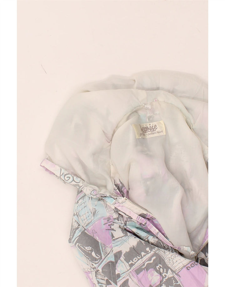 VINTAGE Womens Hooded Rain Jacket EU 38 Medium Grey Patchwork Vintage Vintage and Second-Hand Vintage from Messina Hembry 