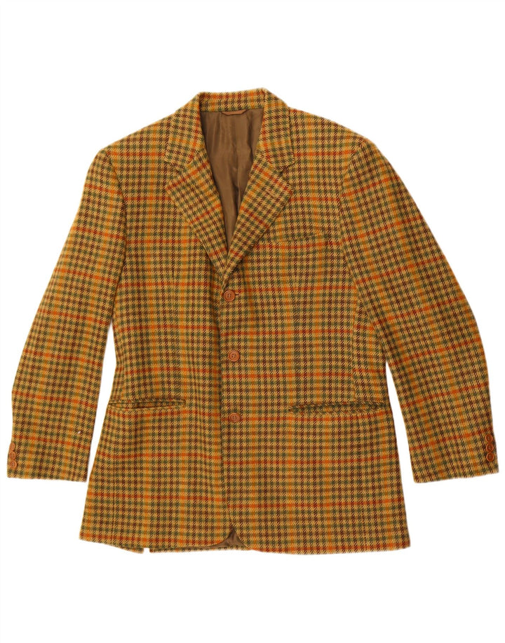 Alberto Aspesi Jachetă Blazer pentru bărbați cu 3 nasturi IT 50 Picior de găin galben mare