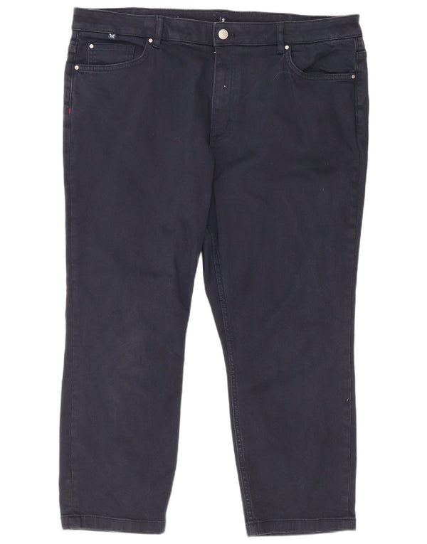 Crew Clothing Pantaloni tăiați cu talie înaltă pentru femei UK 18 XL W38 L24 Bleumarin