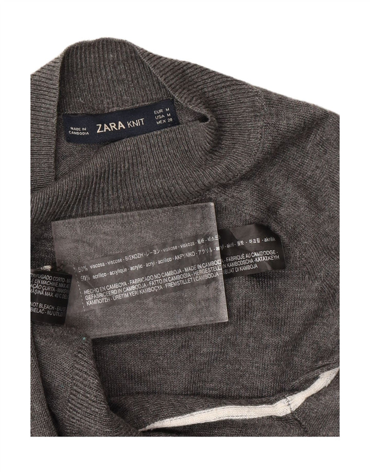 Pulover cu gât țestoasă pentru femei ZARA UK 12, viscoză, gri mediu