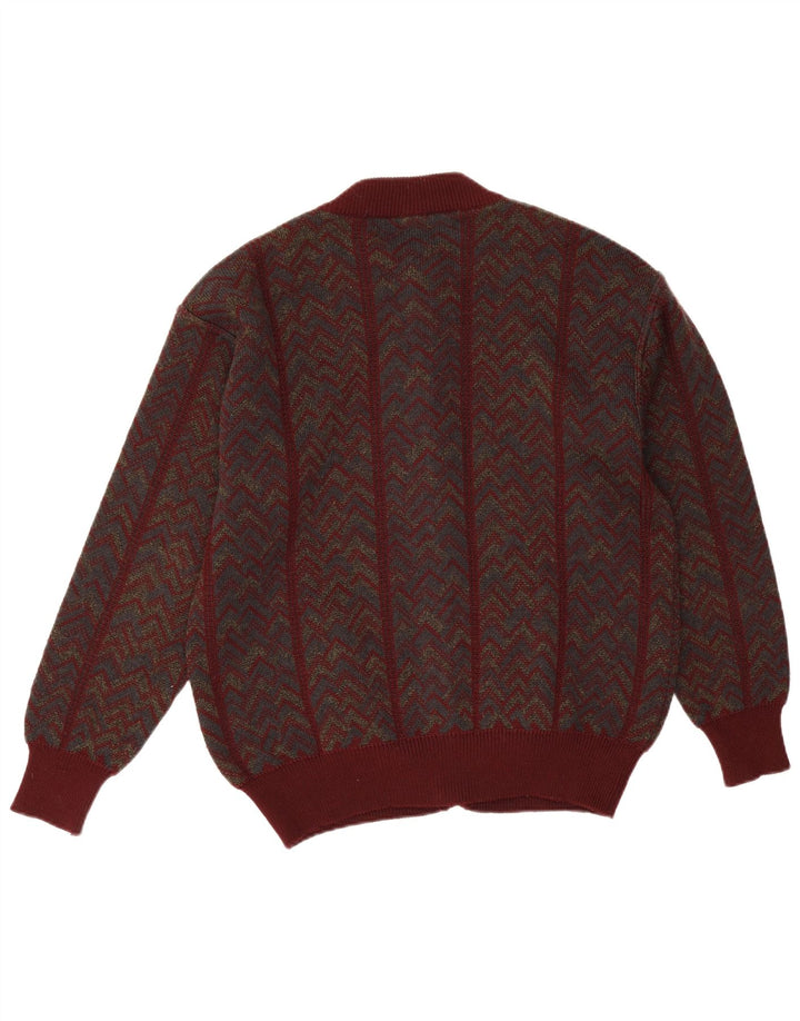Pulover Cardigan pentru bărbați Mapier Lână Chevron Burgundy mare