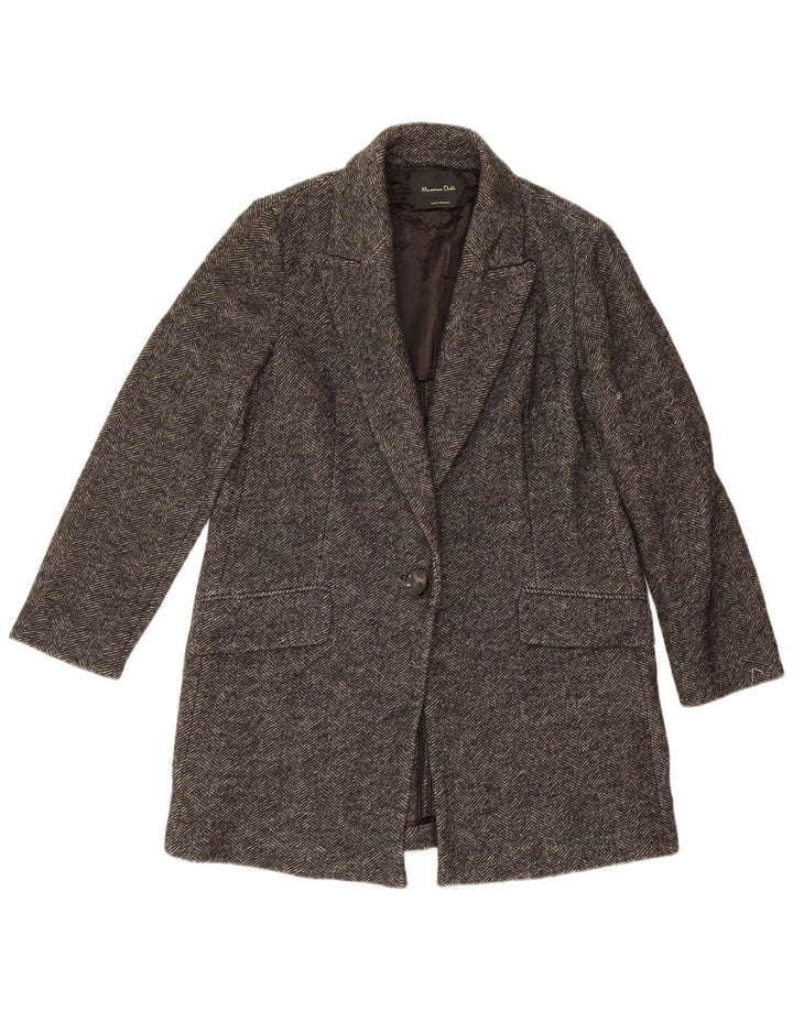 Massimo Dutti Jachetă Blazer pentru femei cu 1 nasture UK 14 Medium Gris Herringbone