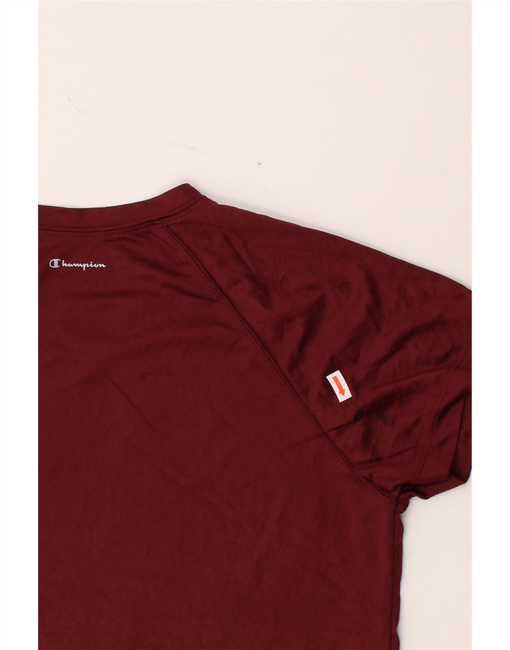 CHAMPION Womens T-Shirt Top UK 14 Medium Maroon Polyester Vintage Champion and Second-Hand Champion from Messina Hembry 
