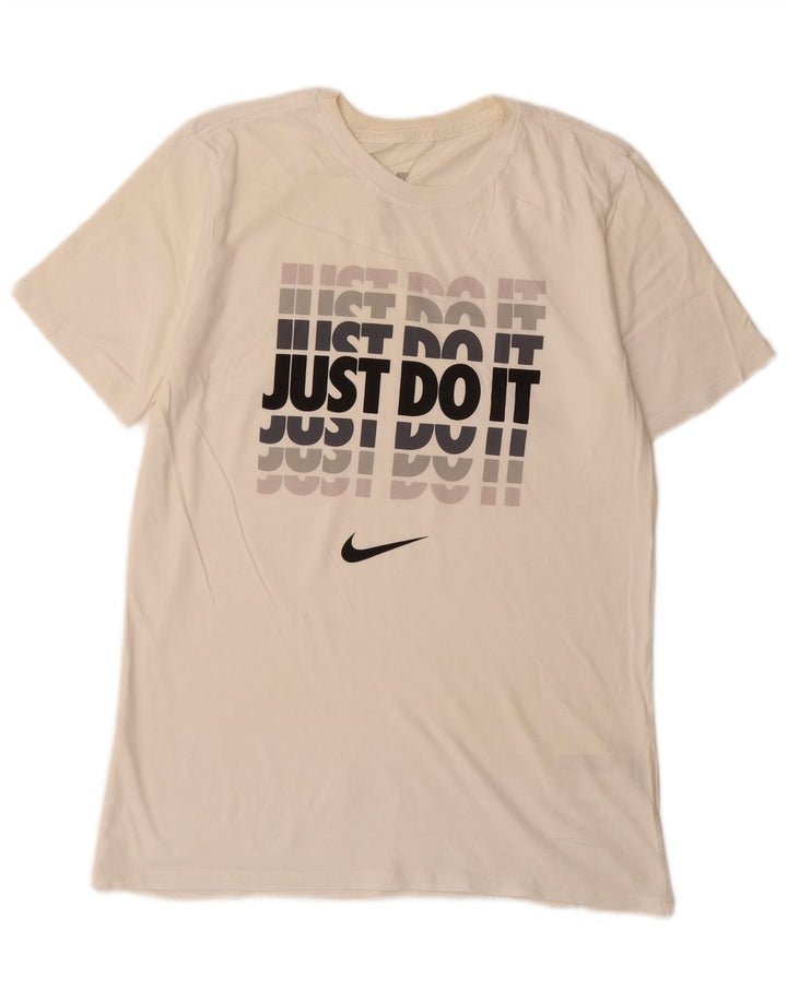 Tricou grafic Nike pentru bărbați, cu croială atletică, top mediu din bumbac alb