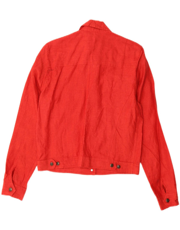 Blunauta pentru femei Crop Loose Fit Bomber Jacket UK 6 XS Red Linen