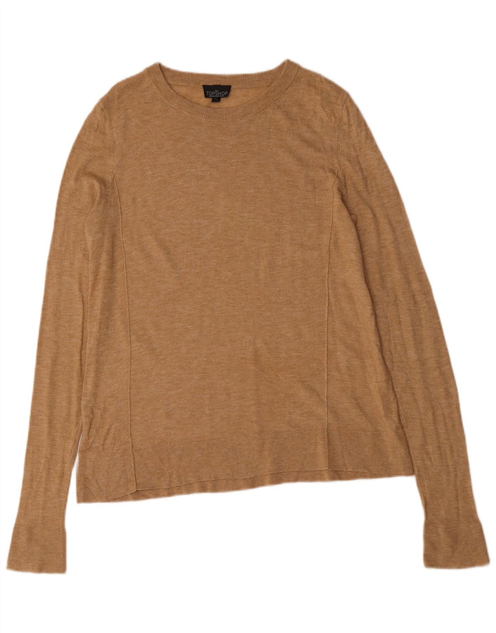 Topshop Top supradimensionat pentru femei cu mânecă lungă UK 10 Mic Bej