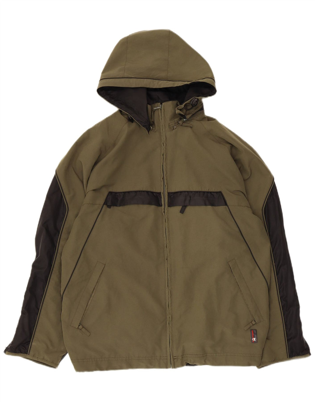 Jachetă de vânt cu glugă pentru bărbați Champion UK 38 Medium Khaki Colorblock
