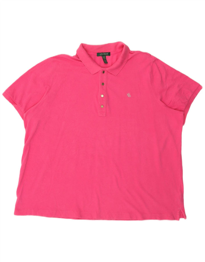 Tricou polo RALPH LAUREN pentru femei UK 22 3XL bumbac roz
