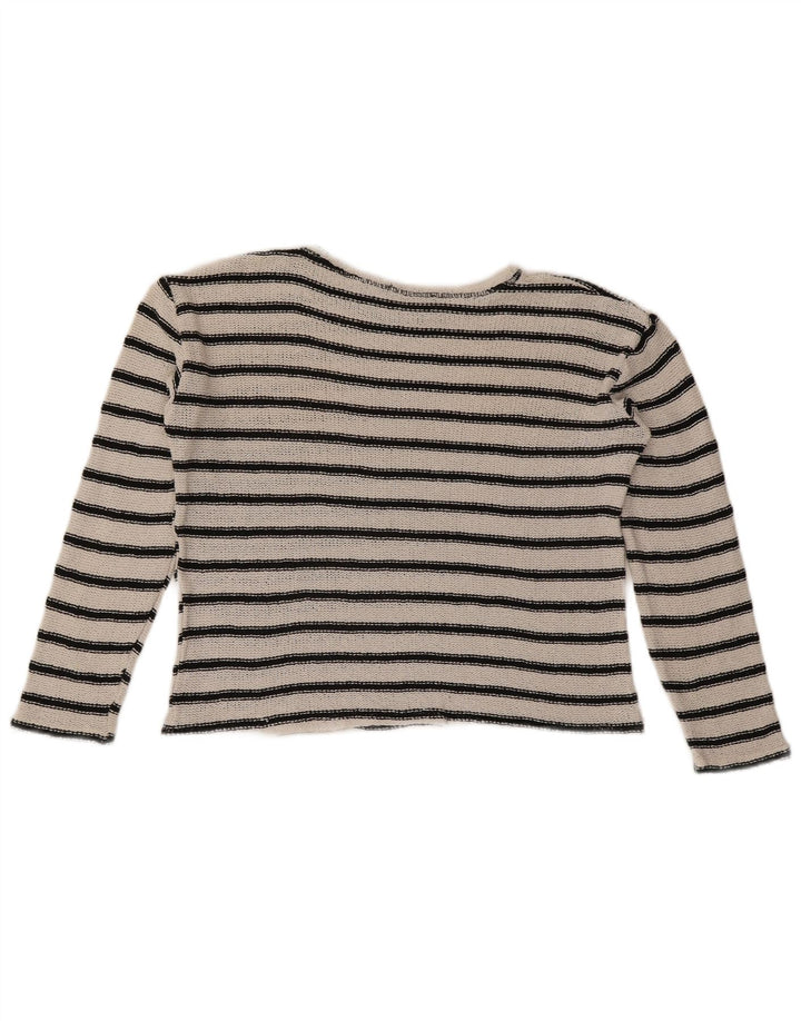 Top crop supradimensionat pentru femei Zara UK 10 mic cu dungi albe