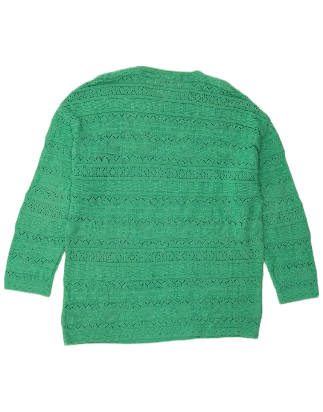 Pulover pentru femei Benetton cu paragate cu decolteu triplu UK 10 Small Green