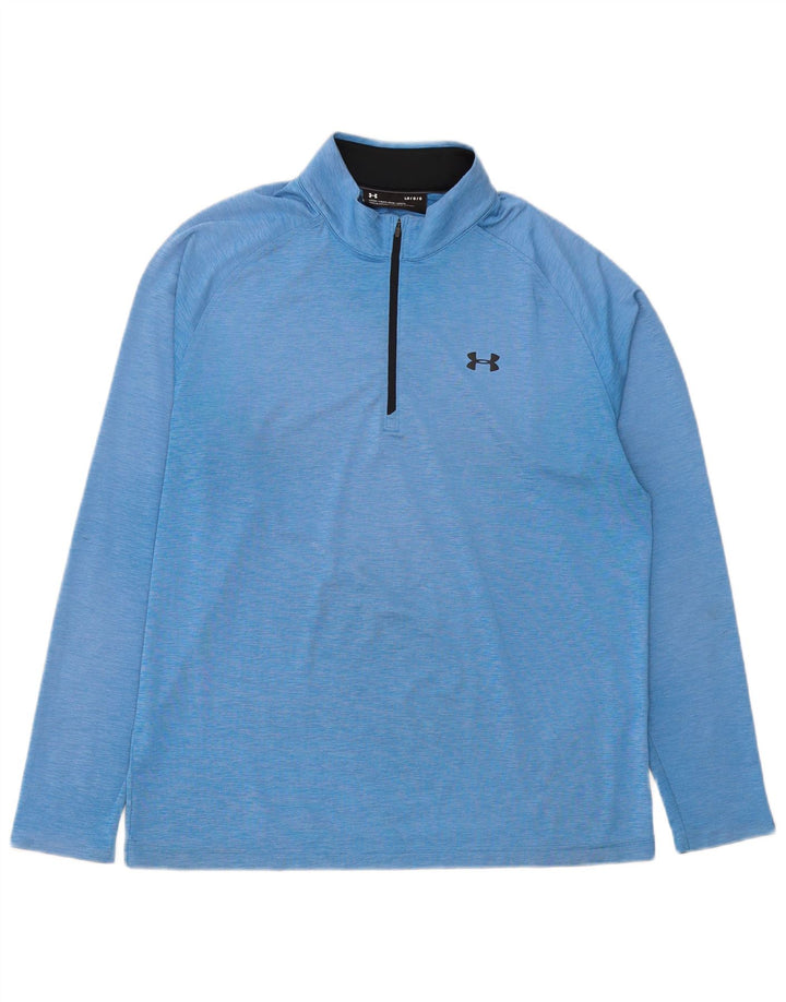 Top de trening Under Armour pentru bărbați, cu fermoar și gât, din poliester albastru