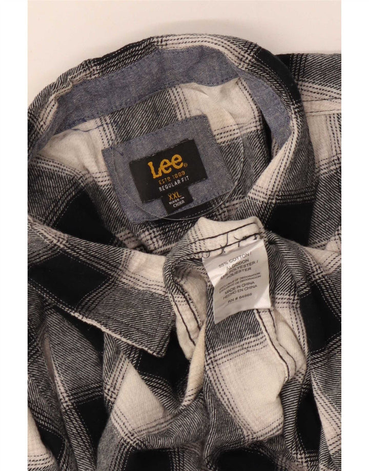 Cămașă de flanel pentru bărbați Lee, 2XL, bumbac negru cu carouri