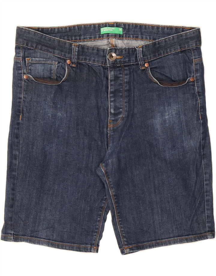 BENETTON Mens Denim Shorts W34 Large Navy Blue Cotton Vintage Benetton and Second-Hand Benetton from Messina Hembry 