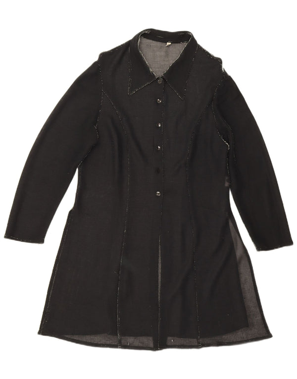 Rochie cămașă vintage pentru femei UK 18 XL, viscoză neagră