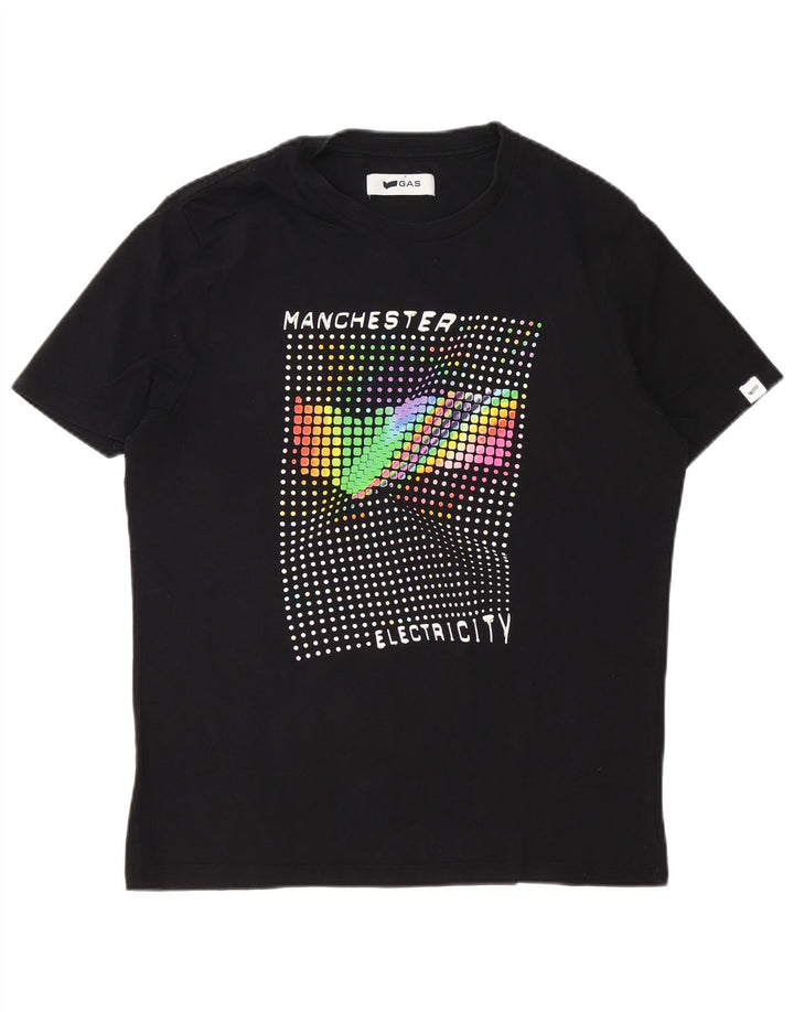 Tricou grafic pentru bărbați Gas Top mare din bumbac negru