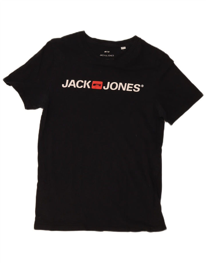 Tricou cu grafic Jack & Jones pentru bărbați Top mediu din bumbac negru