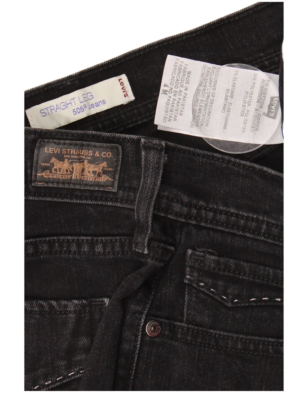 LEVI'S Blugi drepti 505 pentru femei US 4 mici W28 L31 bumbac negru